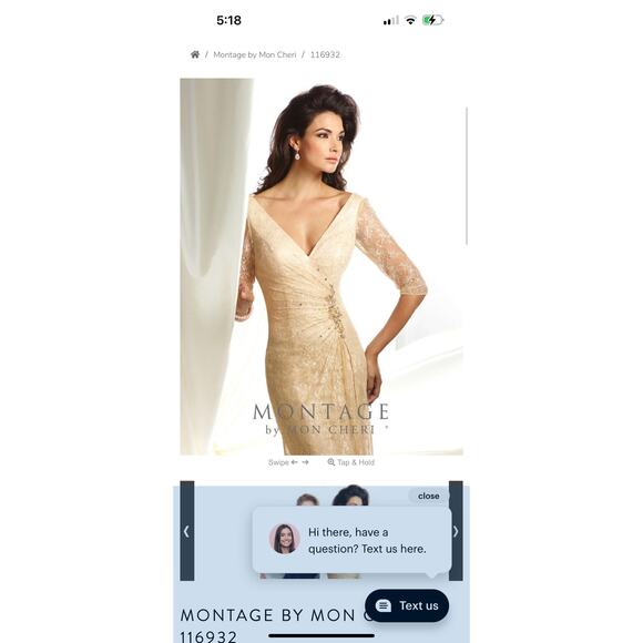 Montage by Mon Cheri Champagne Wedding Gown Mother of the Bride 14 Lace Cream - Picture 2 of 16